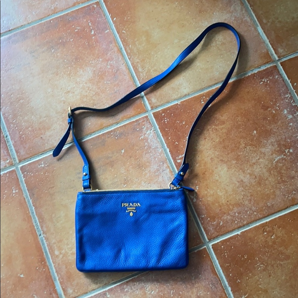 Prada Blue/Purple Crossbody 9 1/2” by 6 1/2 tall